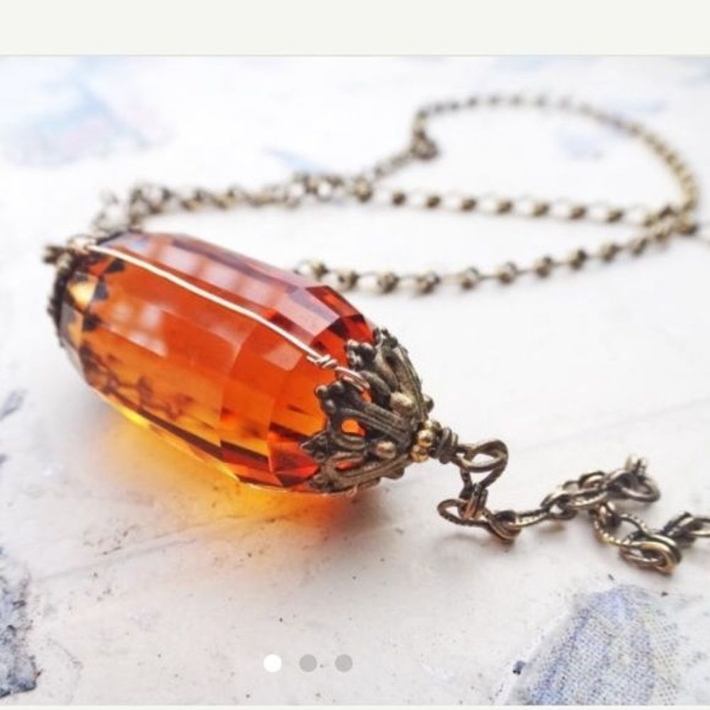 Handcrufted designers Madeira Citrine necklace
